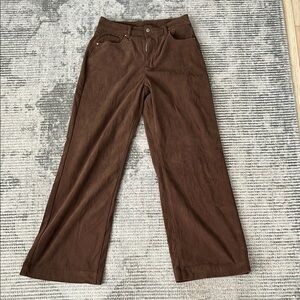 SHEIN Brown Wide Leg Pants with Soft Velour Fabric